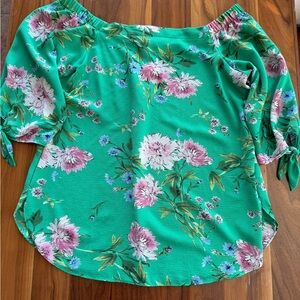 Floral Green Off-Shoulder Top